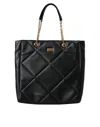Dolce & Gabbana Black Leather Jungle Quilted Shopping Tote Women's Bag In Black