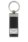 Dolce & Gabbana Leather Keyring With Logo In Black