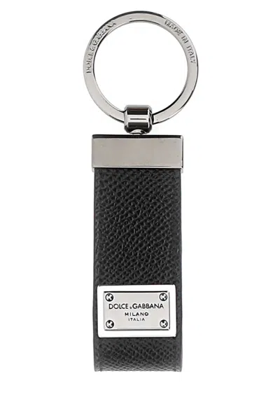 Dolce & Gabbana Black Leather Key Ring