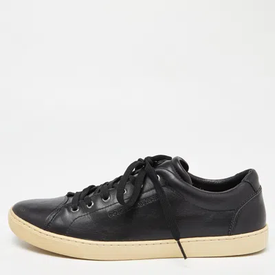 Pre-owned Dolce & Gabbana Black Leather Lace Low Top Sneakers Size 44