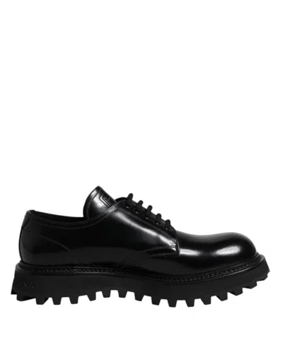 Dolce & Gabbana Black Leather Lace Up Derby Men Dress Men's Shoes