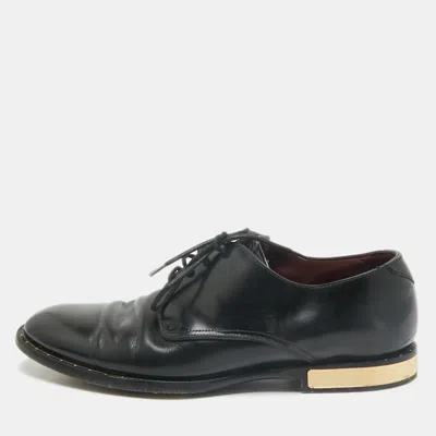 Pre-owned Dolce & Gabbana Black Leather Lace Up Derby Size 40