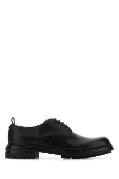 Dolce & Gabbana Men Black Leather Lace-up Shoes