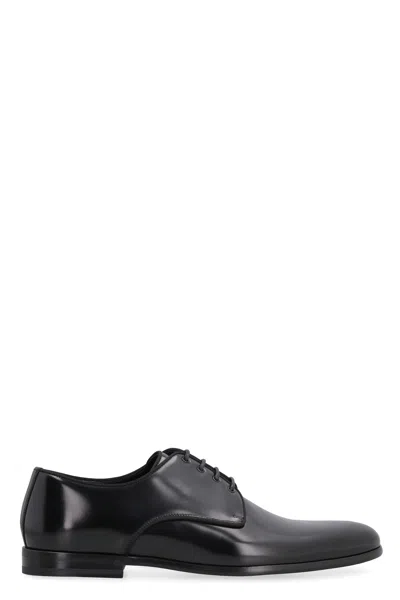 Dolce & Gabbana Leather Lace-up Shoes For Men In Black