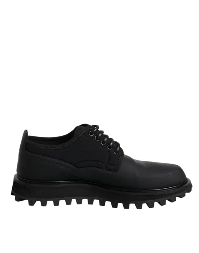 Pre-owned Dolce & Gabbana Black Leather Lace Up Trekking Dress Men's Shoes ()