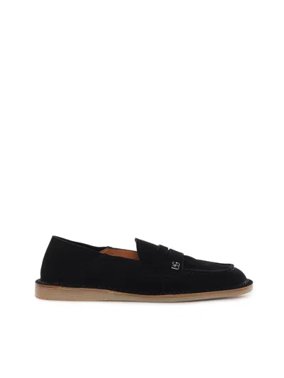 Dolce & Gabbana New Florio Leather Loafers In Black