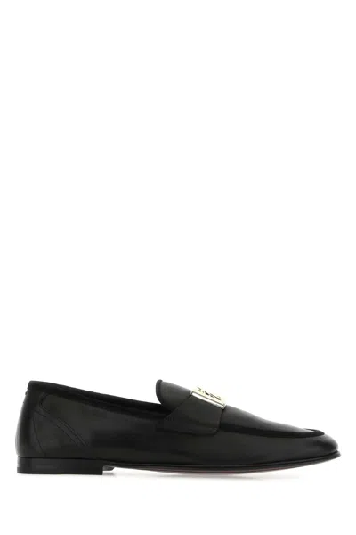 Dolce & Gabbana Black Leather Loafers In 80999