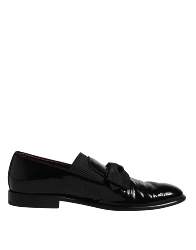 Pre-owned Dolce & Gabbana Black Leather Loafers Men Formal Dress Men's Shoes ()
