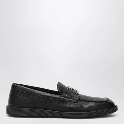 Dolce & Gabbana Black Leather Loafers With Dg Logo
