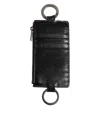 Dolce & Gabbana Black Leather Logo Embossed Lanyard Card Holde Wallet In Black