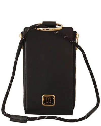 Dolce & Gabbana Elegant Black Leather Strapped Wallet In Brown