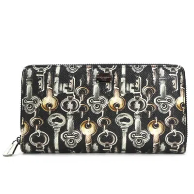 Pre-owned Dolce & Gabbana Black Leather Long Wallet (bi-fold) ()