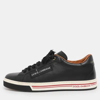Pre-owned Dolce & Gabbana Black Leather Low Top Sneakers Size 41
