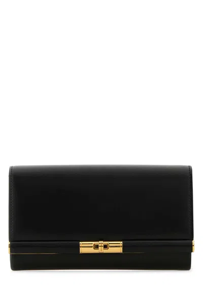 DOLCE & GABBANA BLACK LEATHER MARLENE CLUTCH