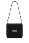 Dolce & Gabbana Marlene Black Shoulder Bag With Twist Closure And Logo On The Back In Hammered Leather Man