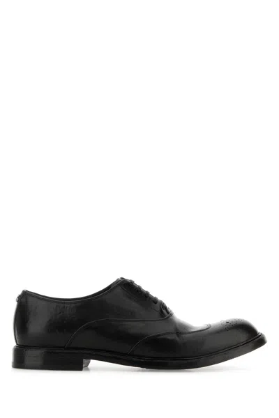 Dolce & Gabbana Black Leather Marsala Lace-up Shoes