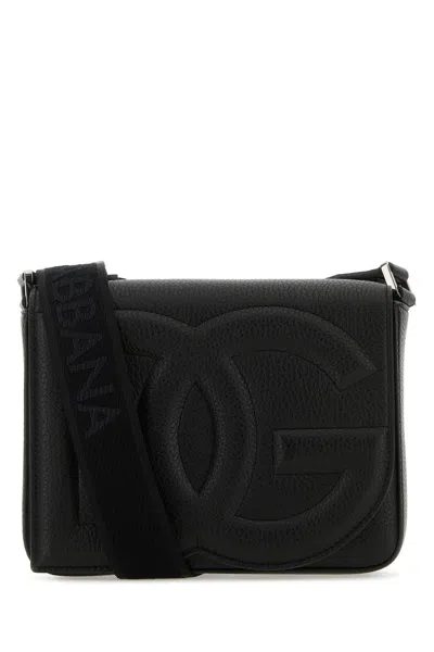 Dolce & Gabbana Black Leather Medium Dg Logo Crossbody Bag