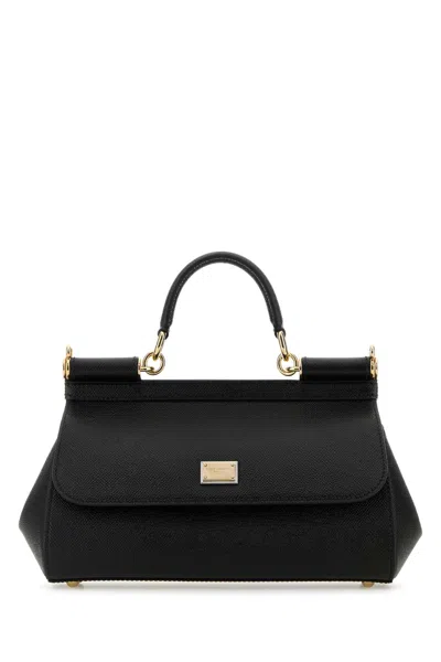 Dolce & Gabbana Sicily Medium Leather Handbag In Black