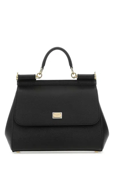 Dolce & Gabbana Black Leather Medium Sicily Handbag