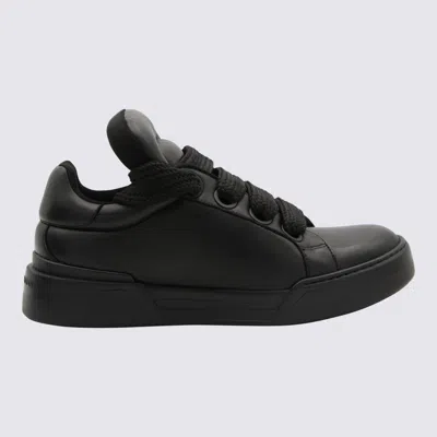 Dolce & Gabbana Black Leather Mega Skate Trainers