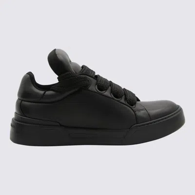 Dolce & Gabbana Black Leather Mega Skate Sneakers