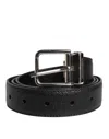 Dolce & Gabbana Black Calf Leather Classic Metal Buckle Belt In Black