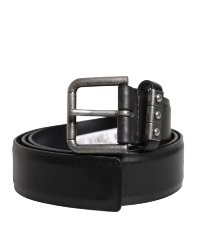 Pre-owned Dolce & Gabbana Black Leather Metal Buckle Classic Men's Belt ()