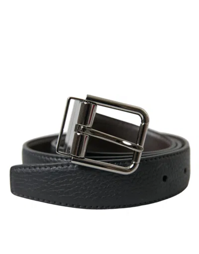 Dolce & Gabbana Elegant Black Leather Belt With Metal Men's Buckle