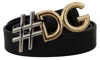 Dolce & Gabbana Leather Metal #dg Logo Buckle Women's Belt In Black