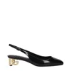 Dolce & Gabbana Black Leather Mid Heel Pumps In Animal Print