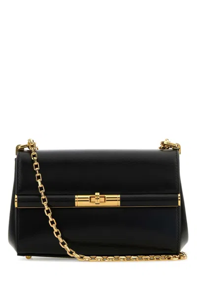 Dolce & Gabbana Black Leather Mini Marlene Shoulder Bag In Nero