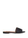 Dolce & Gabbana Black Leather Mules With Dg Logo In Black