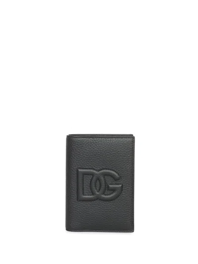 Dolce & Gabbana Leather Passport Holder In Black