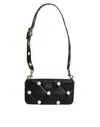 Dolce & Gabbana Black Leather Pearl Embellished Logo Shoulder Women's Bag In Black