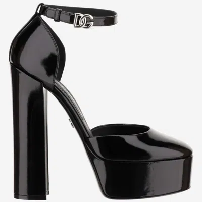 Dolce & Gabbana Black Leather Platform Heels