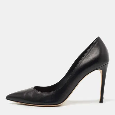 Pre-owned Dolce & Gabbana Black Leather Pointed Toe Pumps Size 40