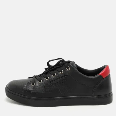 Pre-owned Dolce & Gabbana Black Leather Portofino Low Top Sneakers Size 39