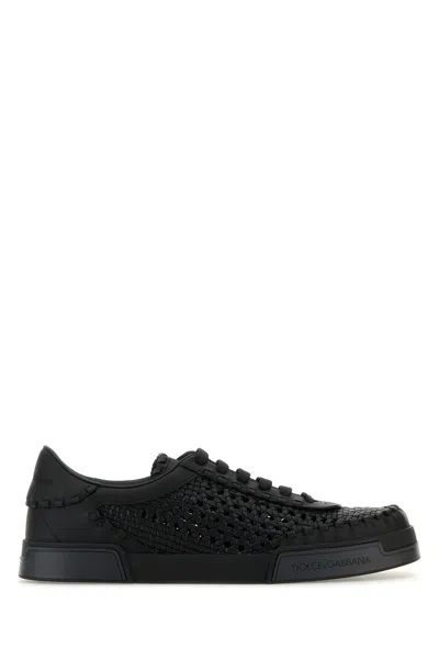 DOLCE & GABBANA DOLCE & GABBANA BLACK LEATHER PORTOFINO SNEAKERS