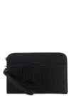 Dolce & Gabbana Black Leather Pouch In Nero