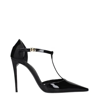 DOLCE & GABBANA BLACK LEATHER PUMPS