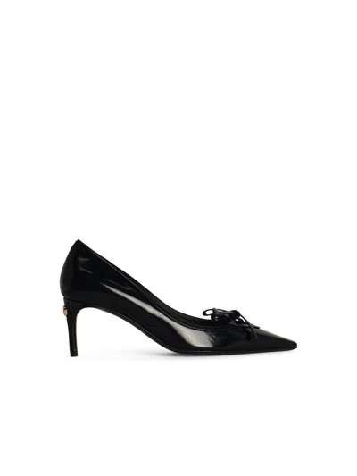 Dolce & Gabbana Glossy Bow Stiletto Toe Pumps In Black