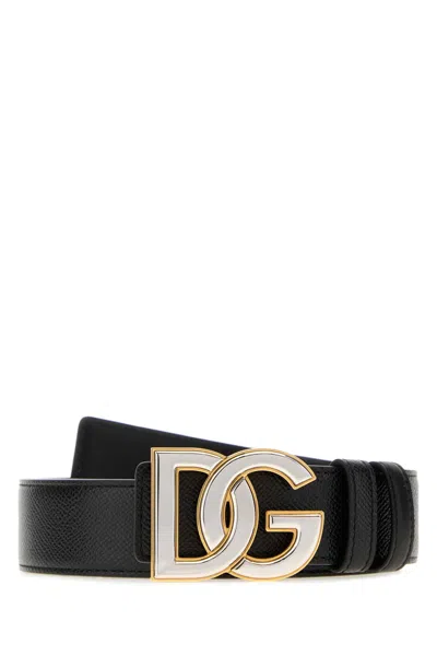 Dolce & Gabbana Black Leather Reversible Belt