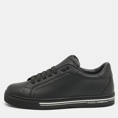 Pre-owned Dolce & Gabbana Black Leather Roma Low Top Sneakers Size 40