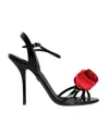 Dolce & Gabbana Rose-emebllished Leather High-heel Sandals