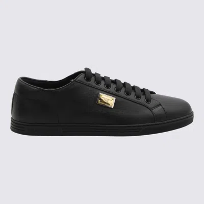 Dolce & Gabbana Black Leather Saint Tropez Sneakers In Multicolor