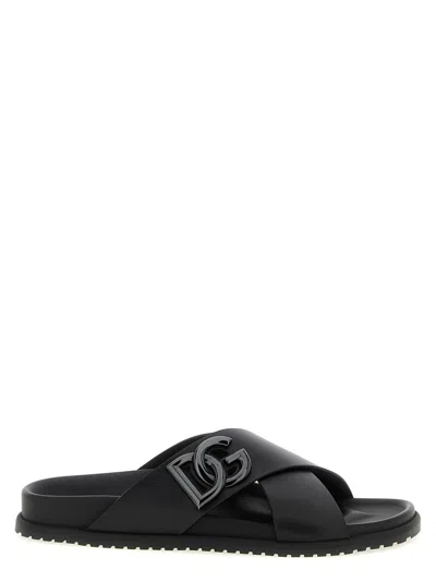 DOLCE & GABBANA MEN BLACK LEATHER SANDALS, 9 LUXURY SANDALS & FLOATERS FOR MEN DARVEYS