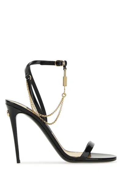Dolce & Gabbana Black Leather Sandals In Nerooro