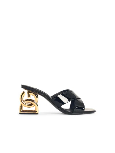 DOLCE & GABBANA DOLCE & GABBANA BLACK LEATHER SANDALS WOMEN