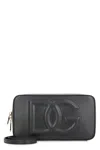 Dolce & Gabbana Black Leather Shoulder Bag With Logo In Gray
