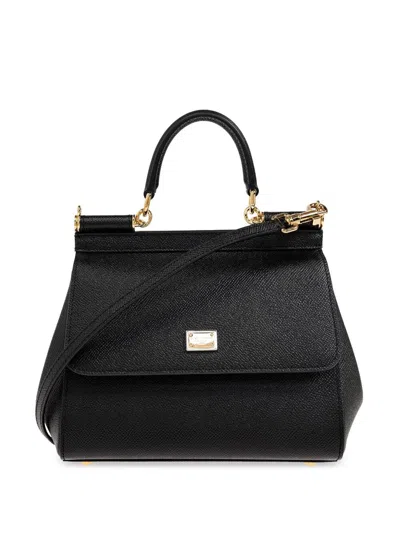 DOLCE & GABBANA DOLCE & GABBANA BLACK LEATHER SHOULDER BAGS